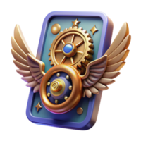 Render Golden Gear Wings Emblem App Icon png