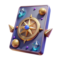 Render of Mystical Compass Rose on a Purple Tablet, Surrounded by Gems and Orbs png