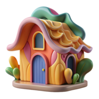 Whimsical Render of a Colorful Cartoon House, Fantasy Home Illustration, Playful Architecture Design png