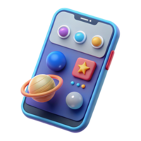 Render of Smartphone App Interface with Planetary Design Elements png