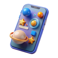 Render of a Smartphone with Space Theme UI Design Illustration png