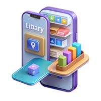 Illustration Mobile Library App Interface Design Books Data Analytics png