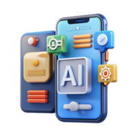 Illustration of AI Mobile App Interface with Colorful Icons png