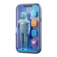 Illustration of a Robot on a Smartphone Screen App Interface png