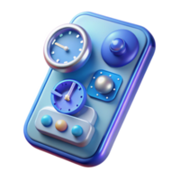 Render of a Futuristic Control Panel with Clocks and Buttons png