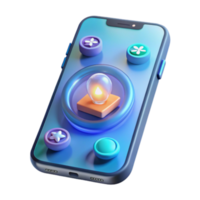 Render of Smartphone App Interface with Glowing Orb and Colorful Buttons png