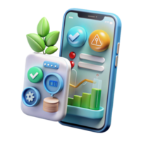 Illustration Mobile App Interface Design with Growth Chart and Eco-Friendly Elements png