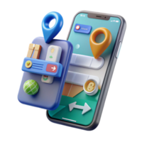 Illustration Mobile App Navigation Interface Design with Location Pins and UI Elements png