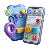 Render of Mobile App Interface with Location Icons and UI Elements png