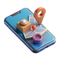 Illustration Mobile Navigation App Interface Design with Map Location Pins png