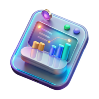 Neon Render of Data Analytics Dashboard App Icon png