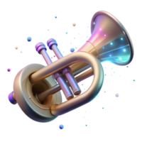 Vibrant Render of a Cornet Instrument with Colorful Abstract Background png