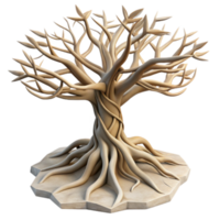 Intricate Render of a Twisted Tree with Exposed Roots png