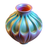 Iridescent Render of a Decorative Vase, Ornate Design, Colorful Pottery, Smooth Surface, Abstract Background, Digital Art png