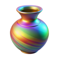 Rainbow Iridescent Vase Render, Colorful Glassware, Swirl Pattern, Shiny Surface, Abstract Art png