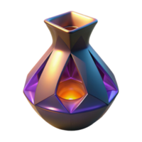 Render of Geometric Vase with Glowing Interior, Abstract Home Decor Illustration png