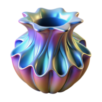 Iridescent Render of Abstract Vase with Fluid Design png