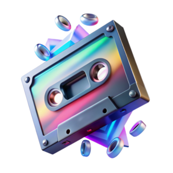 retro cassete fita ilustração néon arco Iris cores png