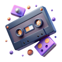 Render of a Retro Cassette Tape with Abstract Colorful Elements png