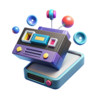 Retro Cassette Tape Player Illustration Vibrant Colors Nostalgic Media Technology png