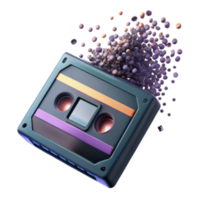Retro Cassette Tape Render, Exploding Pixel Particles Abstract Background png