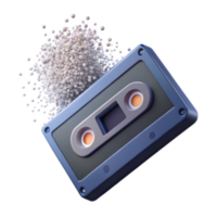 Render of Retro Cassette Tape with Exploding Particles png