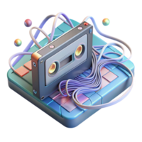 Retro Cassette Tape Illustration on a Synth Keyboard png