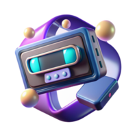 Retro Cassette Player Render Abstract Background png