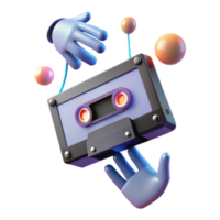 Render of a Cassette Tape Character Juggling Colorful Spheres png