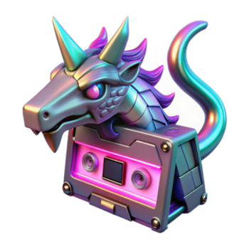 iridescente Dragão cassete fita render png