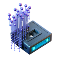Abstract Render of Data Streaming from a Vintage Cassette png
