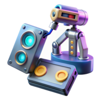 Render of Futuristic Robot with Speaker and Control Panel png