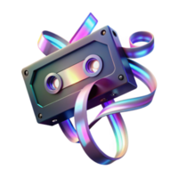 retro cassete fita renderizar, iridescente fita projeto, colorida abstrato fundo png