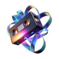 Retro VHS Cassette Render with Colorful Abstract Background png