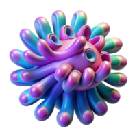 Vibrant Render of Abstract Organic Form, Colorful Blob with Tentacles png