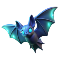Glowing Bat 3D Render A luminous 3D depiction of a bat, highlighting its glowing features and enchanting presence. png