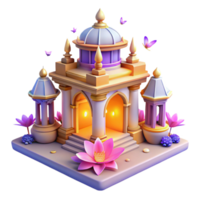 Enchanted Temple 3D Render A serene depiction of a temple crafted in a stunning three-dimensional render, capturing the essence of enchantment. png