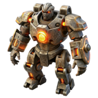 Rusty Robot Armored Combat Unit in a Futuristic Three Dimensional Scene of Design png