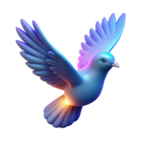 Glowing Dove 3D Render A radiant dove with wings that glow with vibrant colors, captured in a stunning three-dimensional render. png