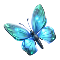 Glowing Butterfly 3D Render A luminous 3D depiction of a butterfly, highlighting its glowing features and enchanting presence. png