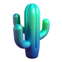 3D Cactus Render Teal Gradient A dynamic depiction of a cactus navigating a world of teal gradients, captured in a stunning three-dimensional render. png