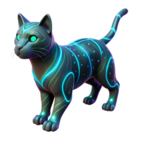 Neon Cat in a Glowing Feline Art Scene of Vibrant Color png