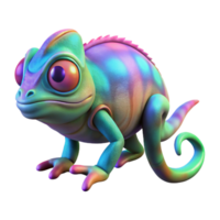 Rainbow Chameleon Three Dimensional Render in a Vibrant Scene of Wildlife png