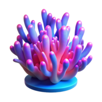 Vibrant Coral Reef 3D Render A radiant depiction of a coral reef navigating the digital ocean, its surface glowing with vibrant colors in a stunning render. png