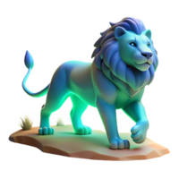 Stylized Lion 3D Model A dynamic depiction of a lion crafted in a stylized three-dimensional model, capturing the essence of digital design. png