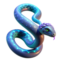 Glowing Serpent Fantasy Art in a Mesmerizing Three Dimensional Scene of Enchantment png