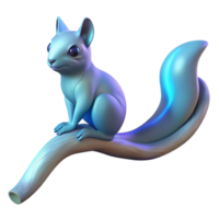 Cute 3D Squirrel on Branch An adorable squirrel perched on a branch, captured in a whimsical three-dimensional render. png