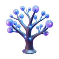 Glowing Tree Abstract 3D Render A radiant tree navigating the digital forest, its surface glowing with vibrant colors in a stunning render. png