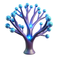 Abstract Luminous Tree 3D Render A radiant tree navigating the digital forest, its surface glowing with vibrant colors in a stunning render. png