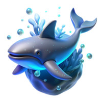 Ocean Dolphin Bubbles 3D Render A dynamic 3D depiction of a dolphin with bubbles, highlighting its graceful movement and vibrant presence. png